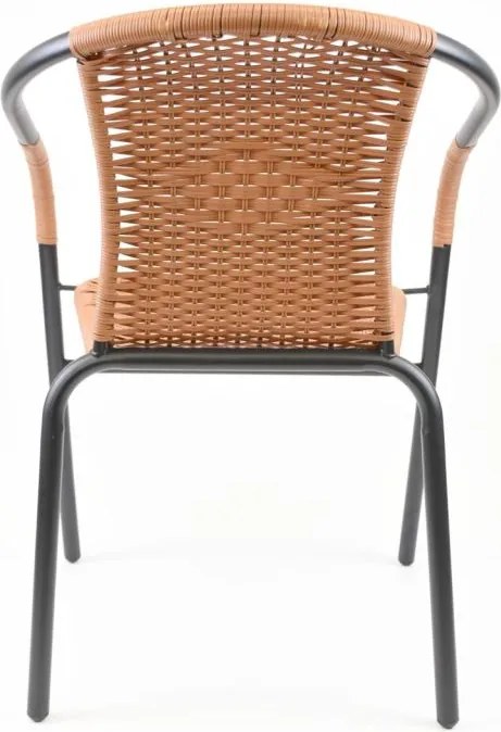 Set de scaune de grădină, stivuibile, gri/natural, 4 buc.