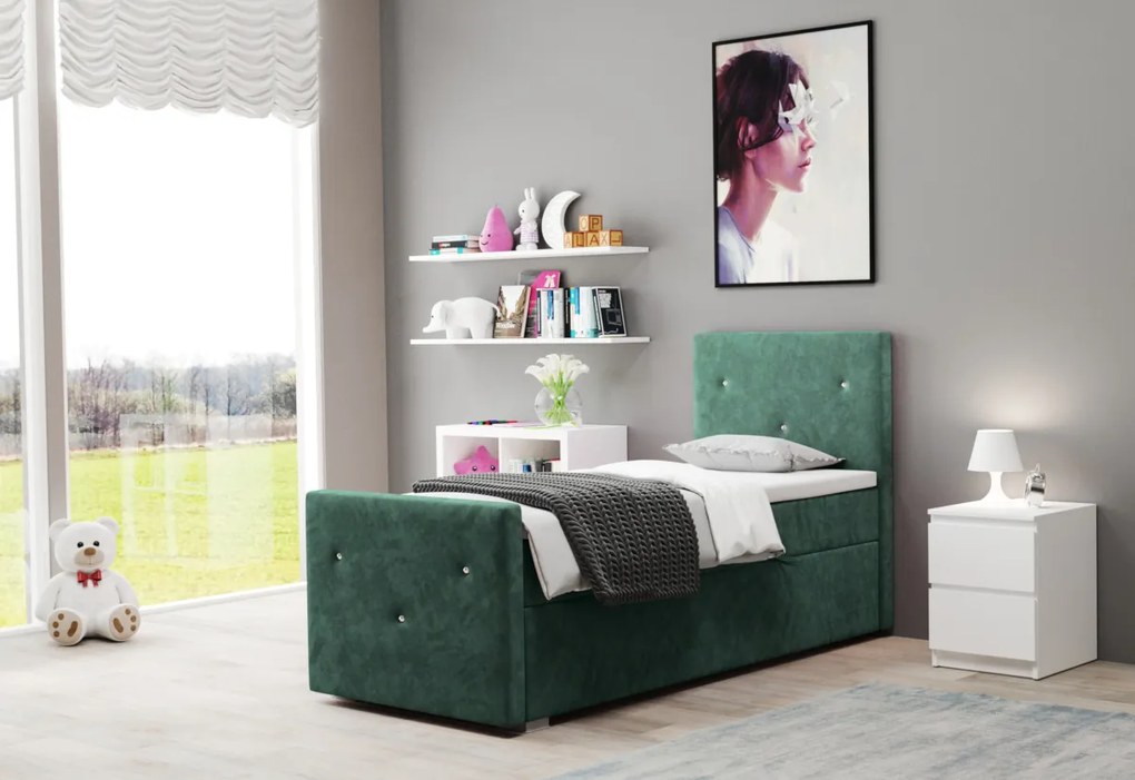 Supermobel Pat tapitat boxspring LILY + topper, 100x200, riviera 62, stanga