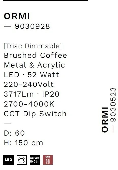 Lustra LED suspendata design modern circular ORMI coffee