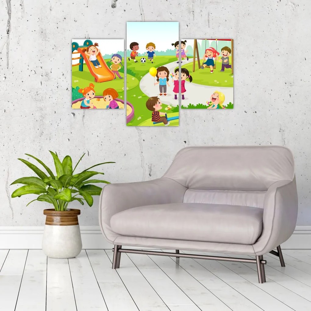 Tablou cu bucuriile copiilor în nisip (90x60 cm)