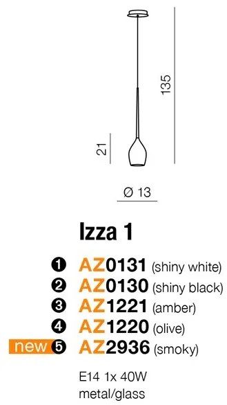 Pendul modern Izza 1 fumuriu ZZ AZ2936