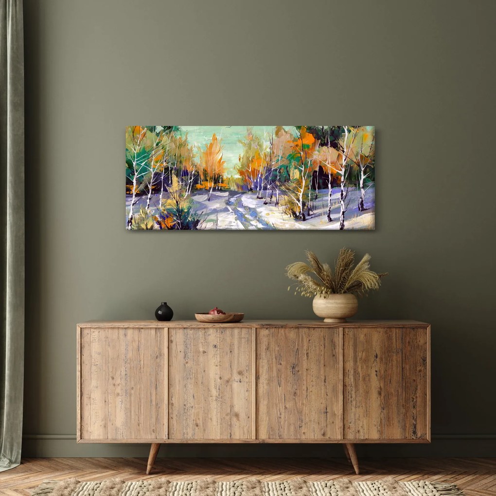 Tablou - Drum înzăpezit prin pădure (120x50 cm)