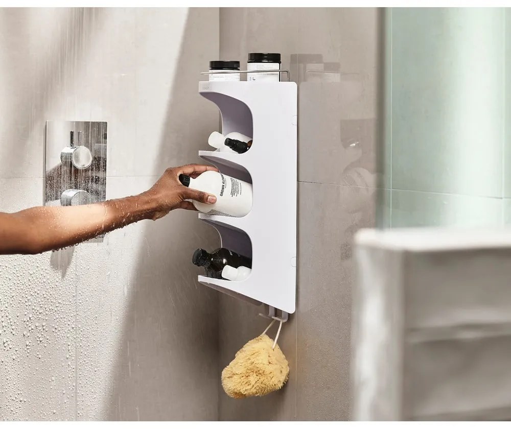 Raft pentru baie alb autoadeziv din plastic Capsule - Joseph Joseph