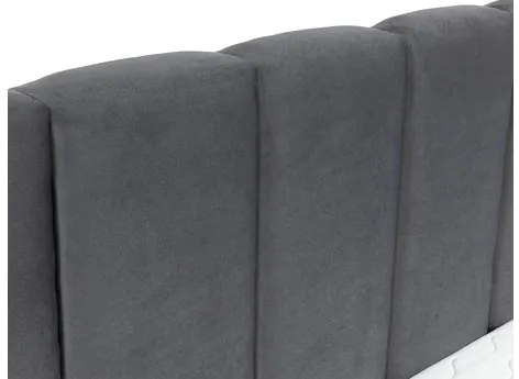 Pat matrimonial 140 cm Leskana (Gri închis) (cu somieră) (cu sp. depozitare). Promo -17%. 1104151