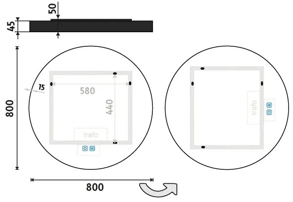 Oglindă LED retroiluminată pentru baie NIMCO ZPC 31002RVX-90 3000-6500K 80 cm IP44