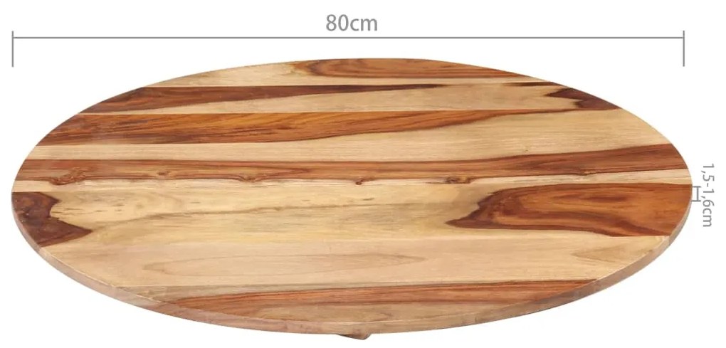 Blat de masa, 80 cm, lemn masiv sheesham, rotund, 15-16 mm Maro