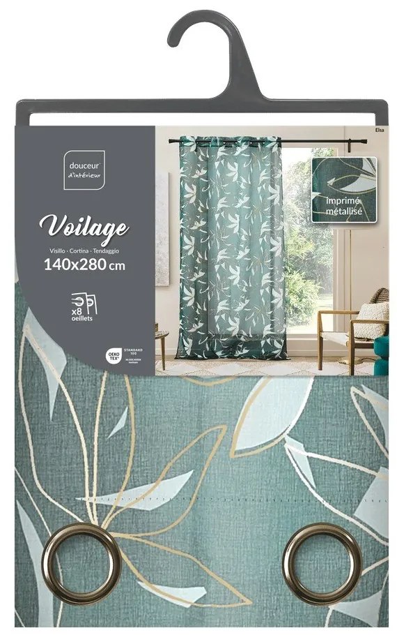 Perdea verde din voal 140x280 cm Elsa – douceur d'intérieur