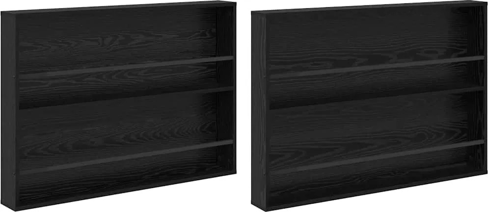 vidaXL Raft pentru reviste cu raft 2 pcs Stejar Negru 100 x 12 x 70 cm