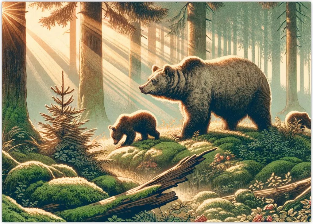 Tablou - Urși în pădure (70x50 cm)