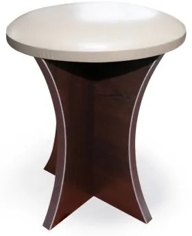Taburet rotund tapitat wenge cu bej