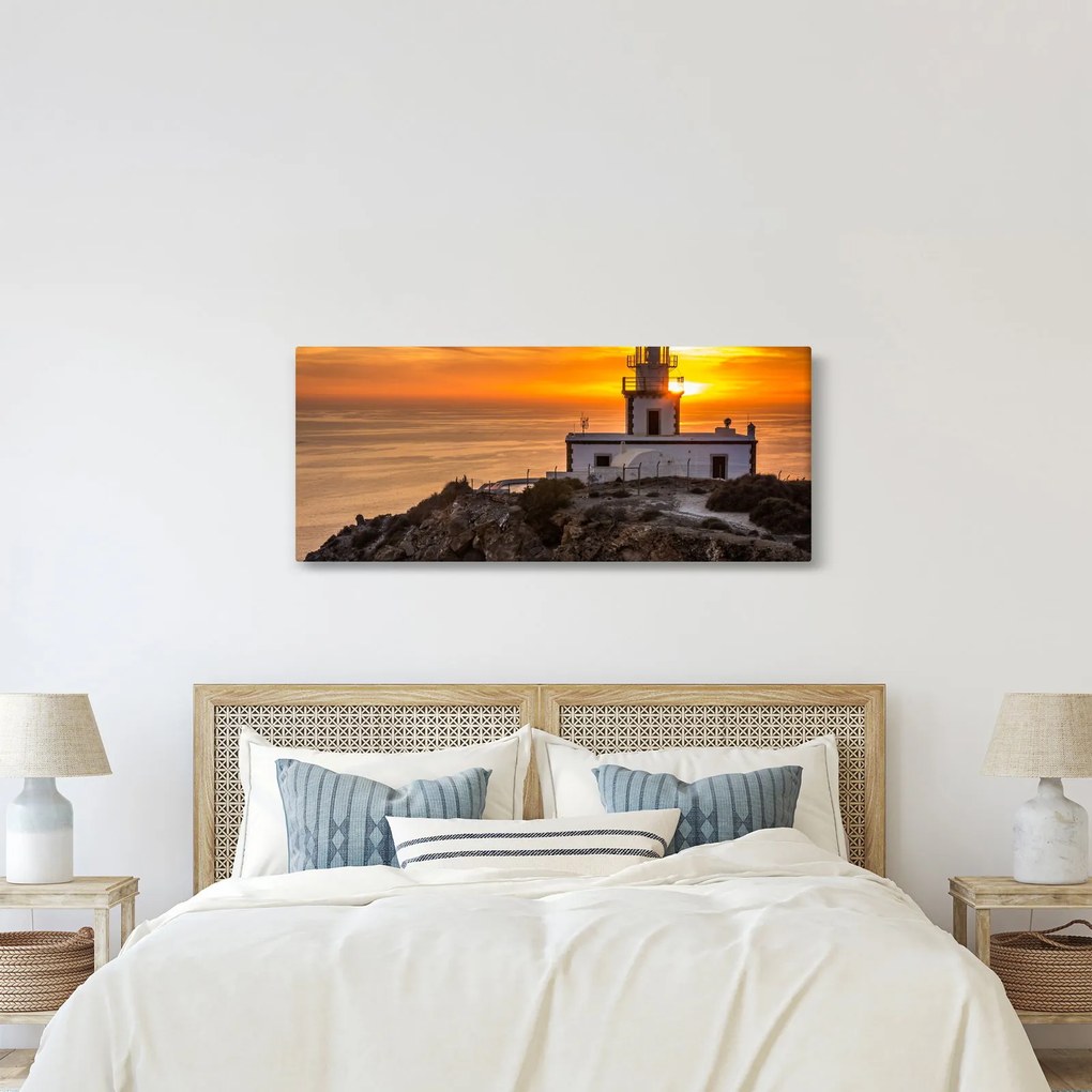 Tablou cu far în apus de soare (120x50 cm)