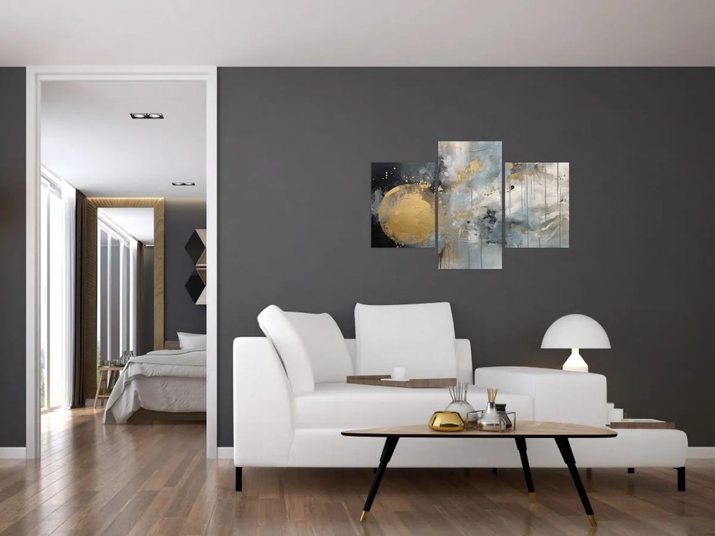 Tablou - Abstracție cu minge de aur (90x60 cm)