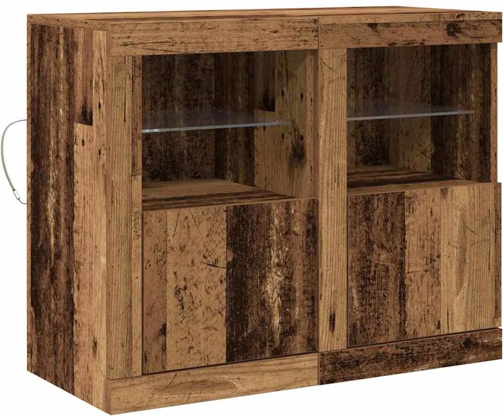 vidaXL Bufet LED 2 pcs Lemn vechi 41 x 37 x 67 cm Lemn compozit