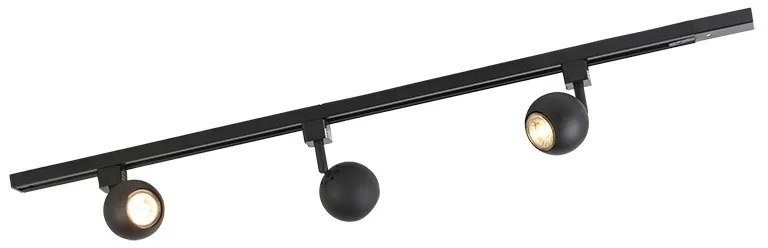 Sistem de iluminat cu șină modern cu 3 spoturi negre monofazate - Iconic Gissi