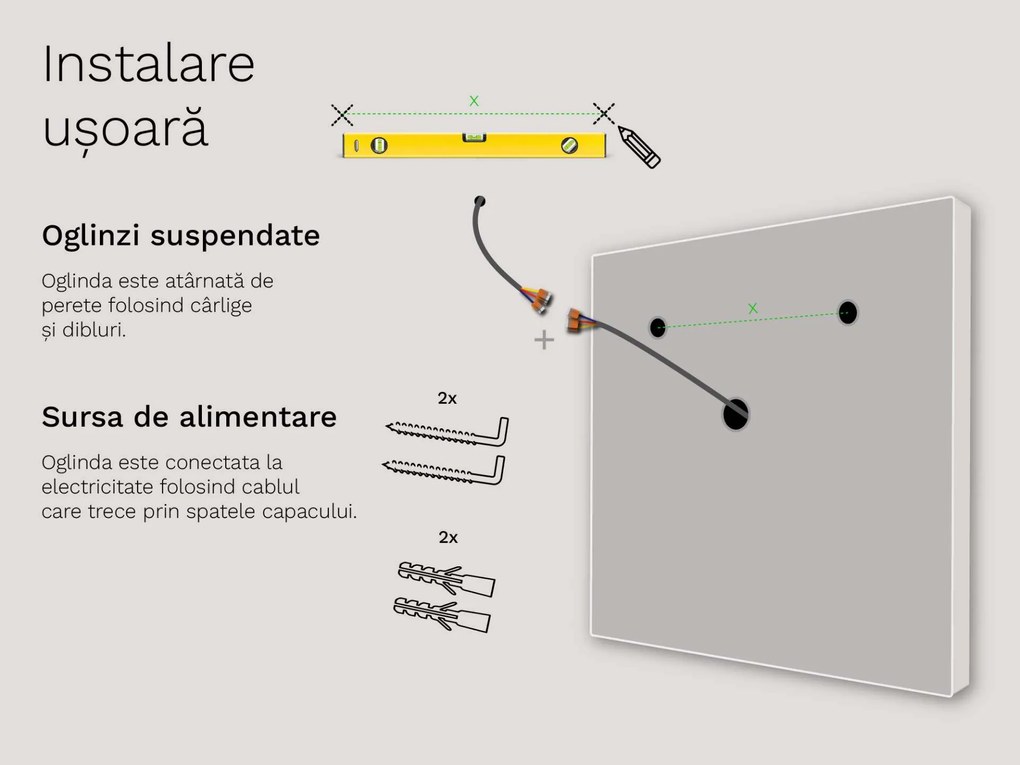 Oglindă LED cu iluminare M14 premium