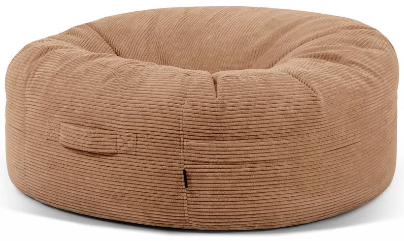 Fotoliu bean bag maro cu tapițerie din catifea reiată Roll 135 – SLOWDOWN