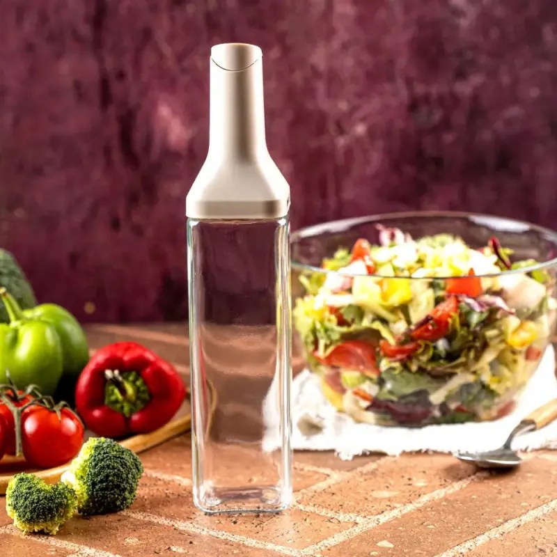 Sticla pentru sosuri Kinghoff KH 2004, 500 ml, Cu dozator, Inchidere etansa, Bej