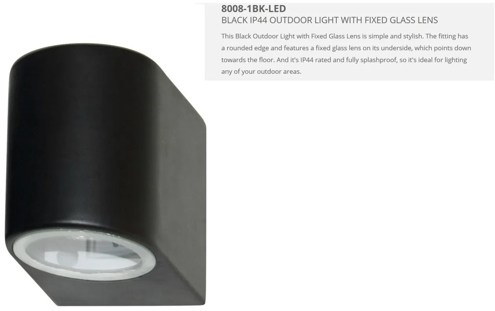 Aplica de perete exterior IP44 Down 8008-1BK-LED SRT