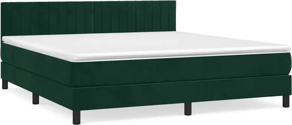 vidaXL Pat box spring cu saltea, verde închis, 180x200 cm, catifea