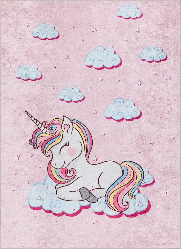 JUNIOR 51855.804 covor lavabil Inorog, nori pentru copii anti-alunecare - roz - SECUNDAR-COTATI PRODUSUL