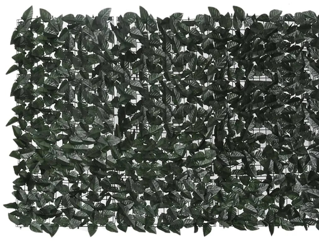 Paravan de balcon, frunze verde închis, 600x100 cm