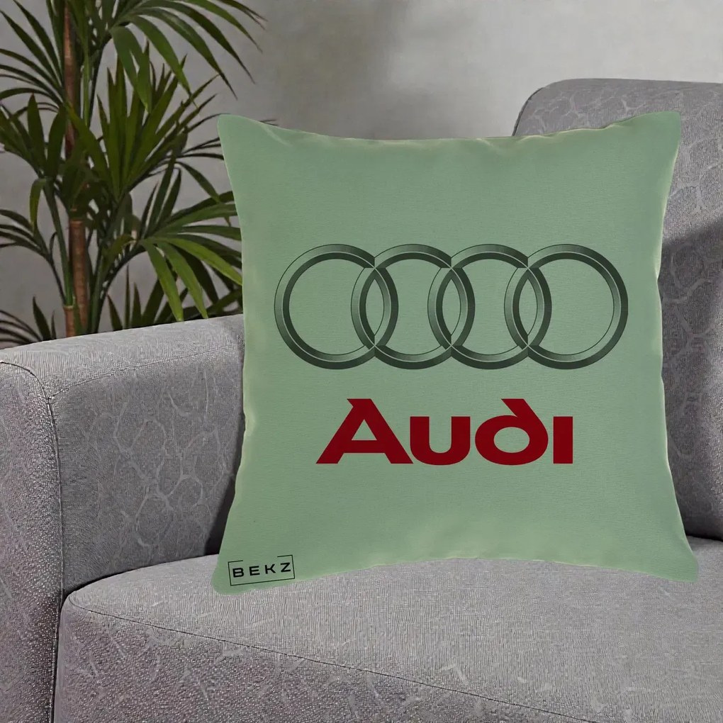 Perna Personalizata cu emblema Audi, 40x40 cm, Verde, Husa Detasabila, Perna Inclusa, BEKZ®