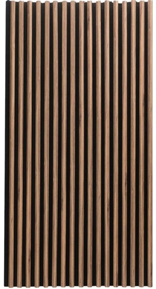 Panou riflaj acustic decorativ, MDF si pasla, AC14, 240x60x2.1cm, Stejar inchis