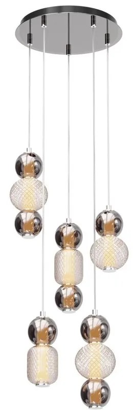 Lustra LED suspendata design modern decorativ Drop 5L crom
