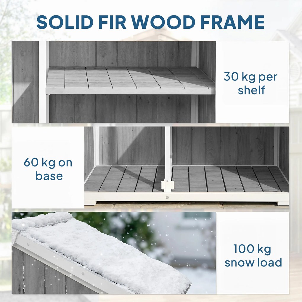 Outsunny Dulap de grădină Adăpost de grădină impermeabil cu acoperiș din metal Uși duble pentru unelte de grădină 105x55x179cm Gri | Aosom Romania