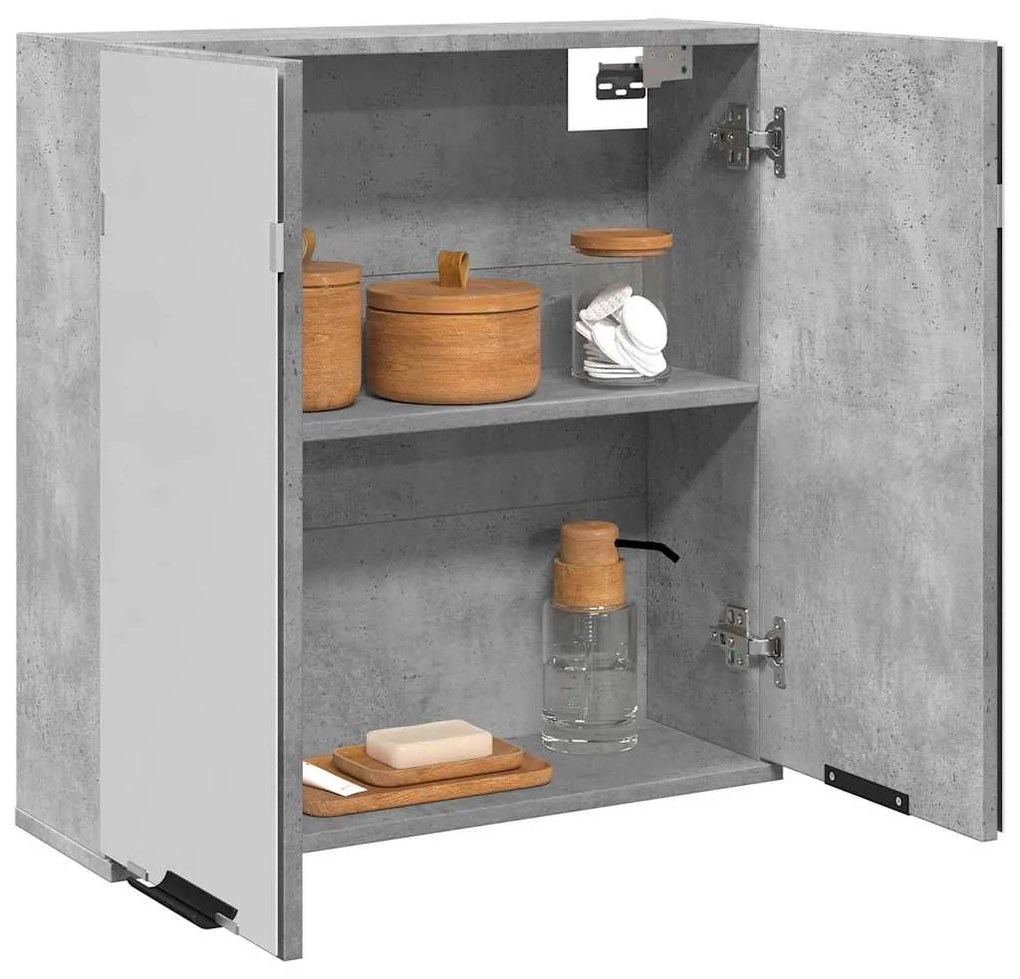 vidaXL Dulap de baie cu oglindă, gri beton, 64x20x66,5 cm, PAL
