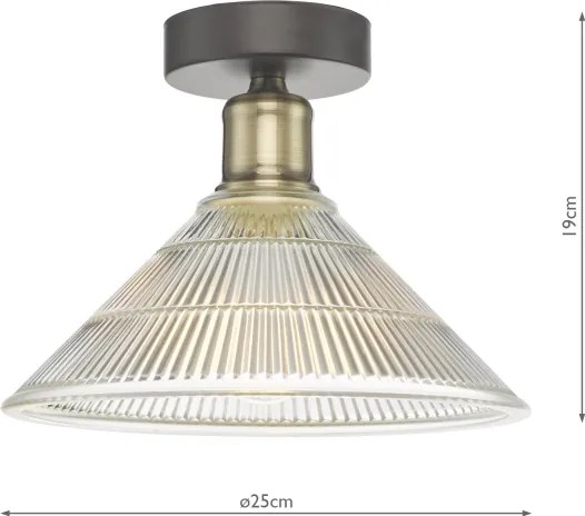 Där Lighting BOY0175 - Plafonieră BOYD 1xE27/60W/230V Ø 25 cm alamă/sticlă clară