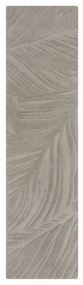 Covor gri deschis tip traversă din lână 60x230 cm Lino Leaf – Flair Rugs