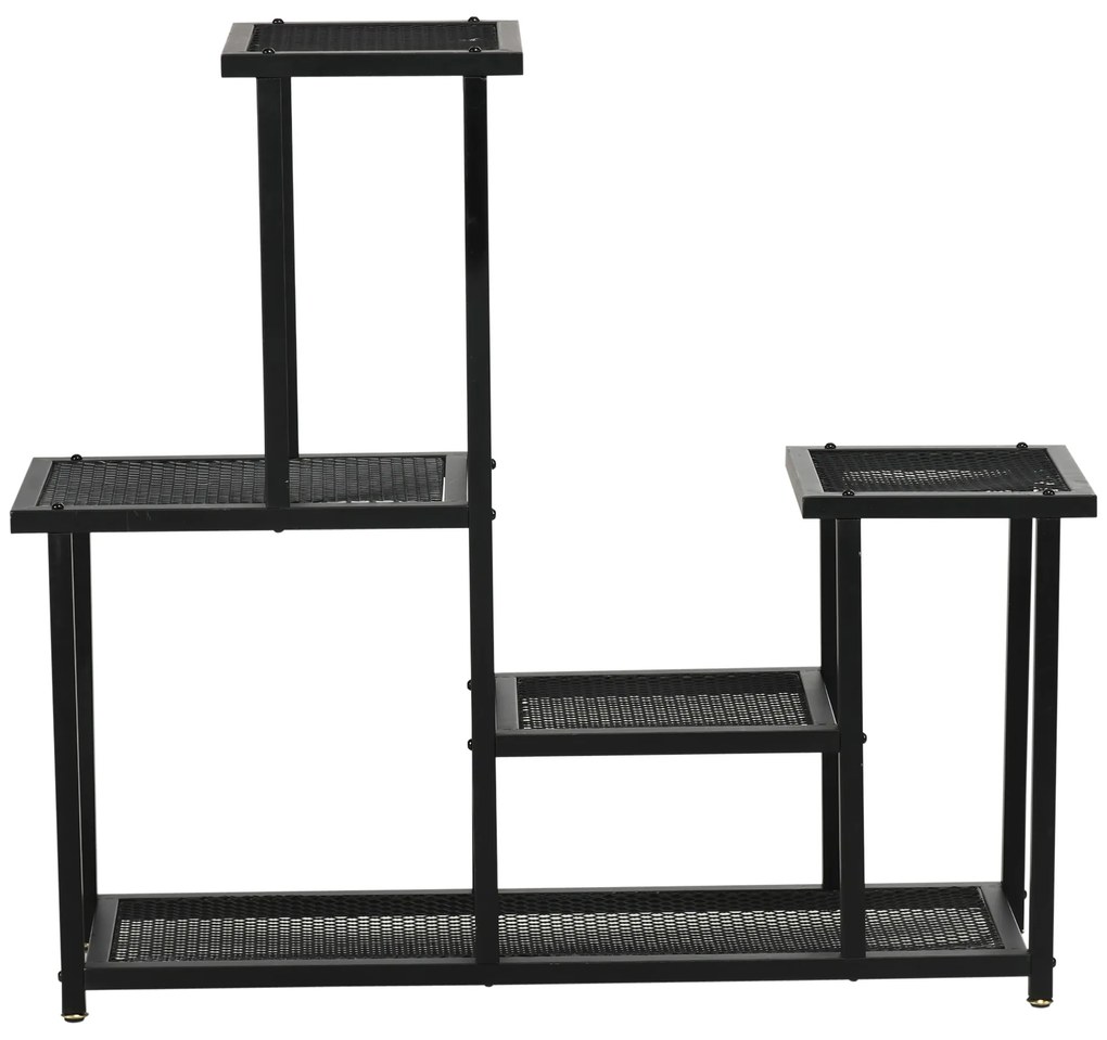 Outsunny Suport pentru plante cu 4 niveluri pentru interior și exterior , ideal pentru grădină, terasă, balcon, negru | Aosom Romania