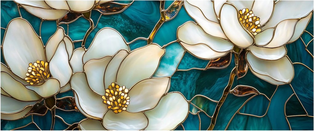 Tablou - Vitraliu cu magnolie (120x50 cm)