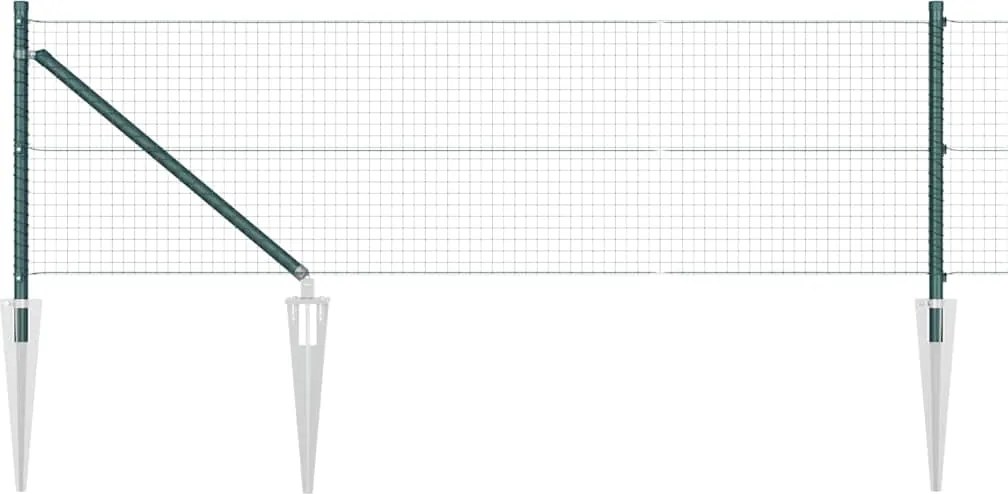vidaXL Stâlp de gard. Verde 10 x 0,5 m (plasă de 25 x 25 mm) Oțel