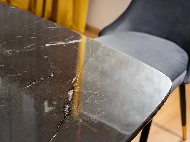 Masă de sufragerie Celestina (negru + negru) (pentru 4 până la 6 persoane). 1050076