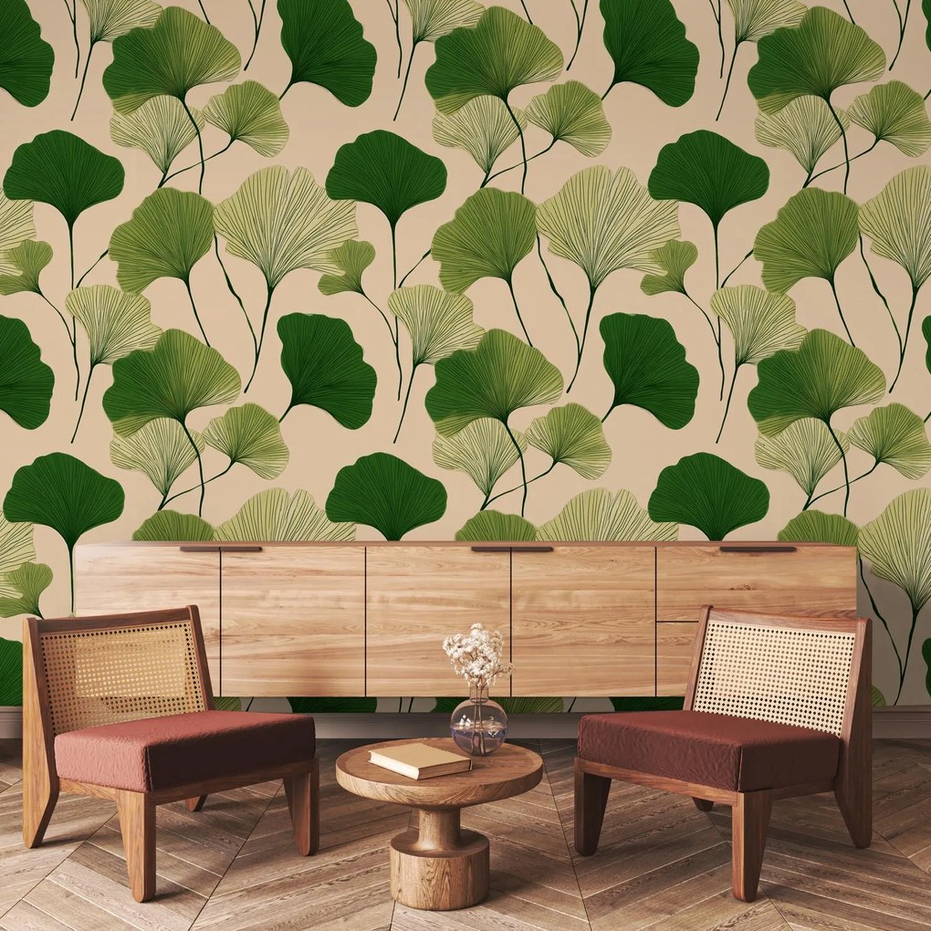 Fototapet - Frunze verzi de ginkgo (147x102 cm)