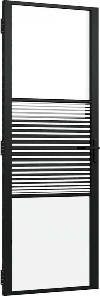 vidaXL Ușă de sticlă Dungi Negru 76 x 3.5 x 201.5 cm Aluminiu