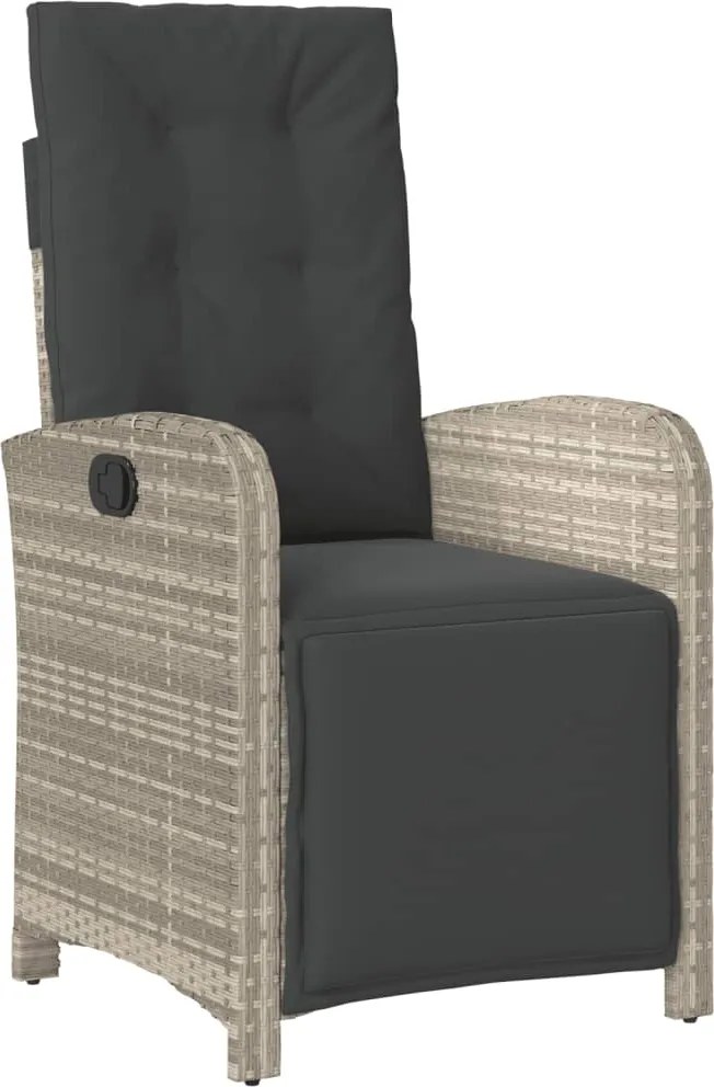 vidaXL Scaun grădină rabatabil suport picioare, gri deschis, poliratan