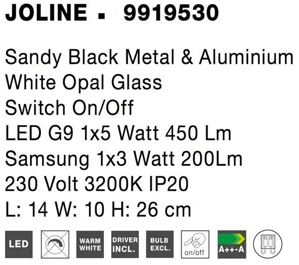 Aplica de perete cu reader LED JOLINE NVL-9919530