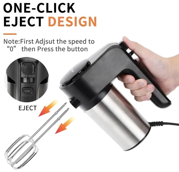 Aigostar - Mixer de mână 300W/230V negru/crom