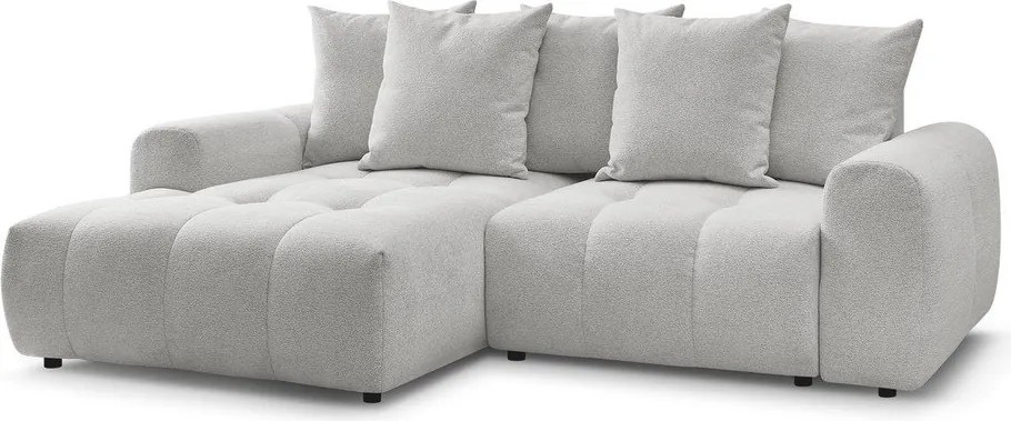 Colțar gri deschis extensibil/cu spațiu de depozitare cu tapițerie din chenille (cu colț pe partea stângă/cu șezlong) Roxelane – Bobochic Paris