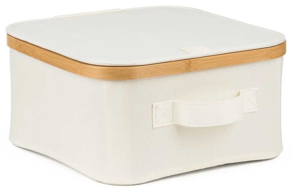 Cutie de depozitare G21 30 x 30 x 15 cm, dinbambus cu capac, bej