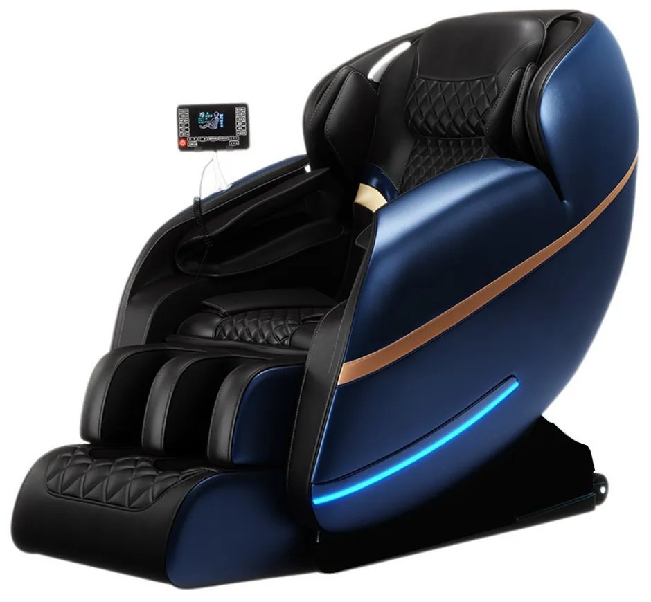 Fotoliu de masaj, Asaka MC-800PRO-BLUE, 8 role de masaj, pentru masaj corporal, 24 programe automate, albastru