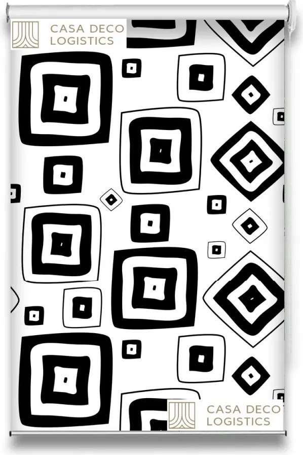 Roletă textilă Urban 4003 cu model geometric abstract alb-negru