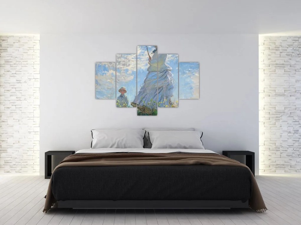 Tablou - Claude Monet, Woman with a Parasol - Madame Monet and Her Son, reproducere (150x105 cm)