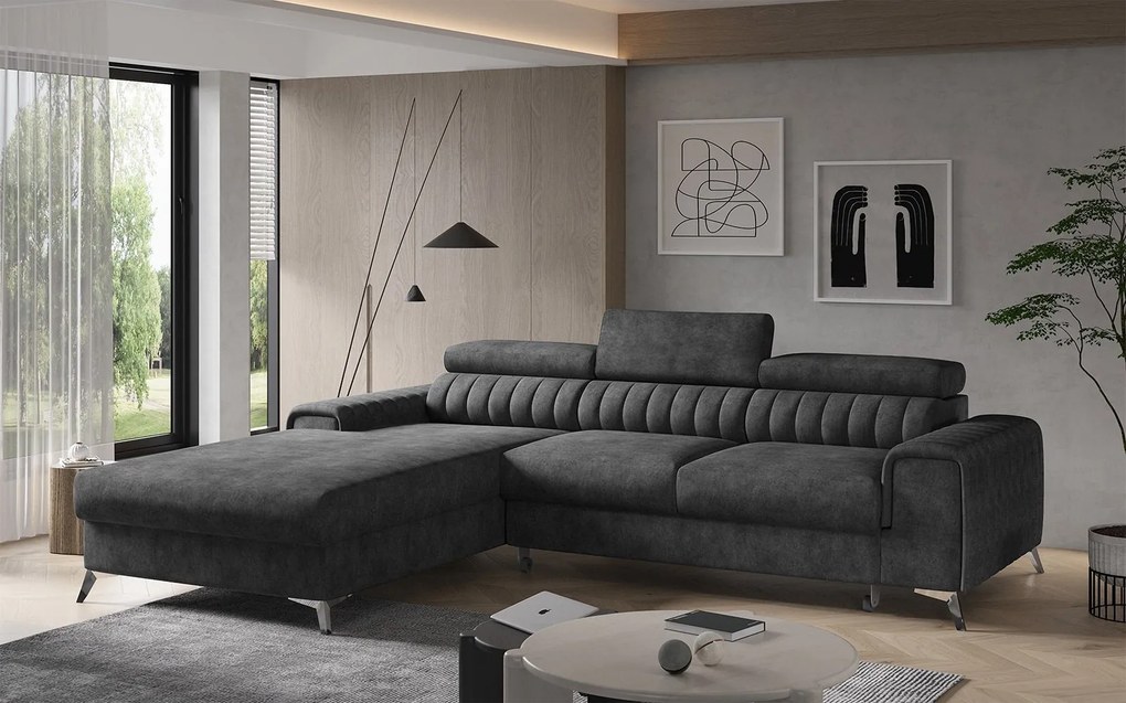 Colțar lemn masiv Gray Extensibil Ladă de Depozitare Personalizabil, 278 × 205 × 92 cm - Nube 45, Stânga