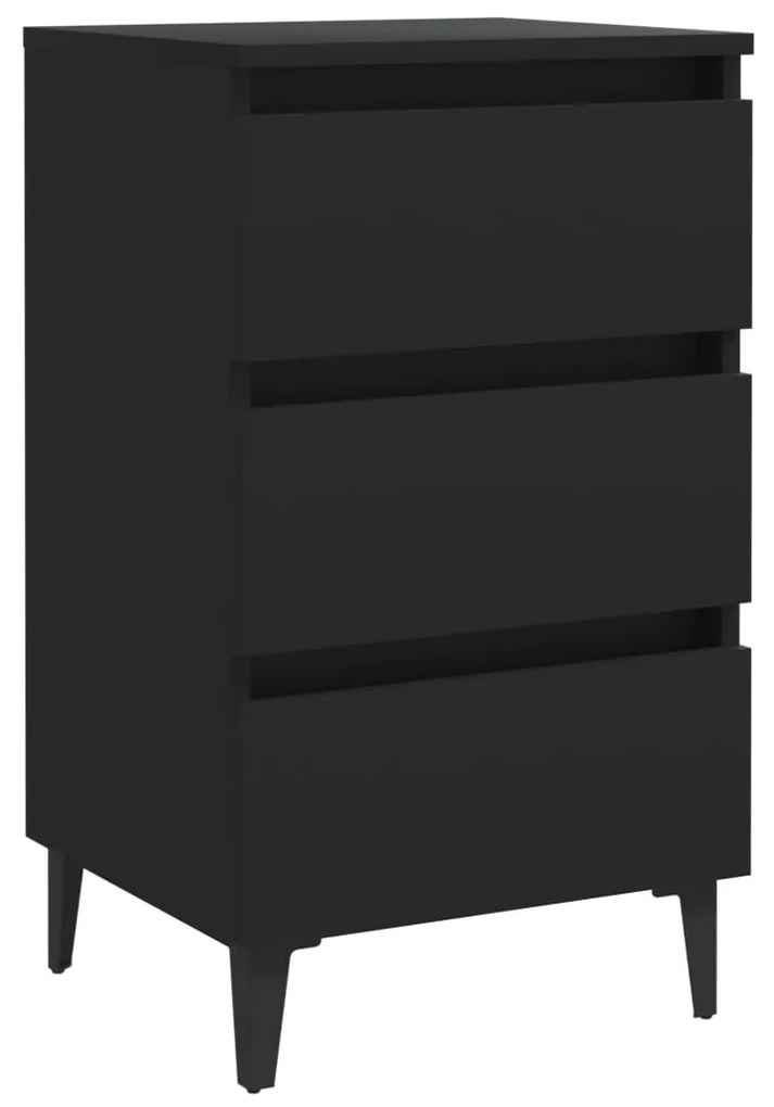 805907 vidaXL Noptieră cu picioare metalice, negru, 40x35x69 cm
