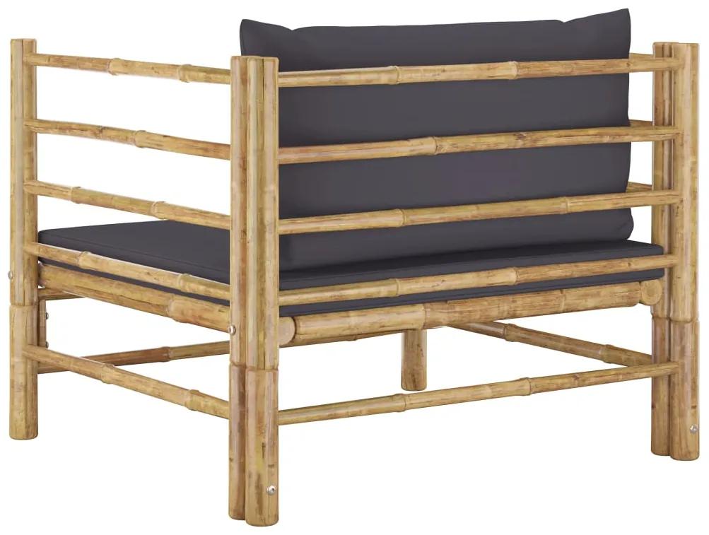 Canapea de gradina, perne gri inchis, bambus 1, Morke gra, fotoliu