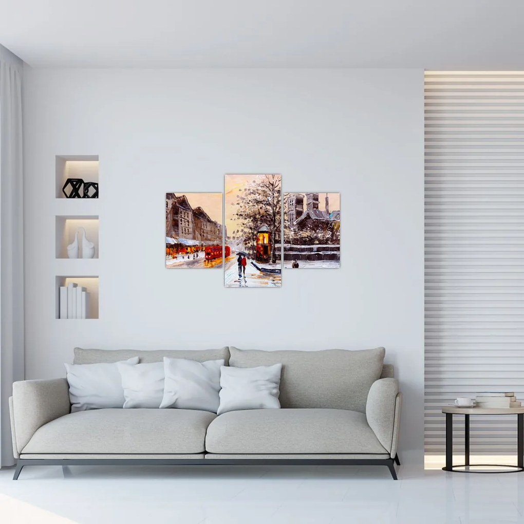 Tablou - Pictură oraș iarna (90x60 cm)